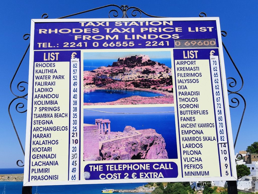 Rhodes taxi prices