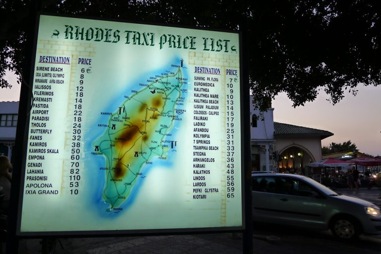 Rhodes taxi prices